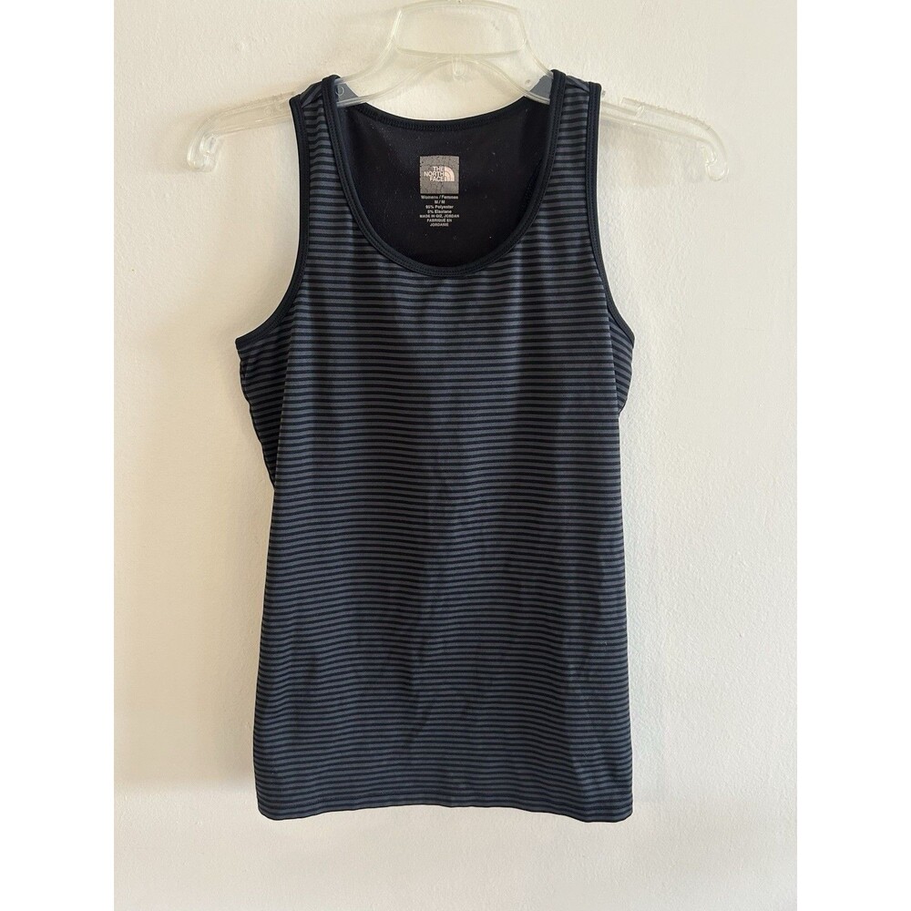 The North Face Black Grey Striped Athletic Tank Top Size M Vapor Wick